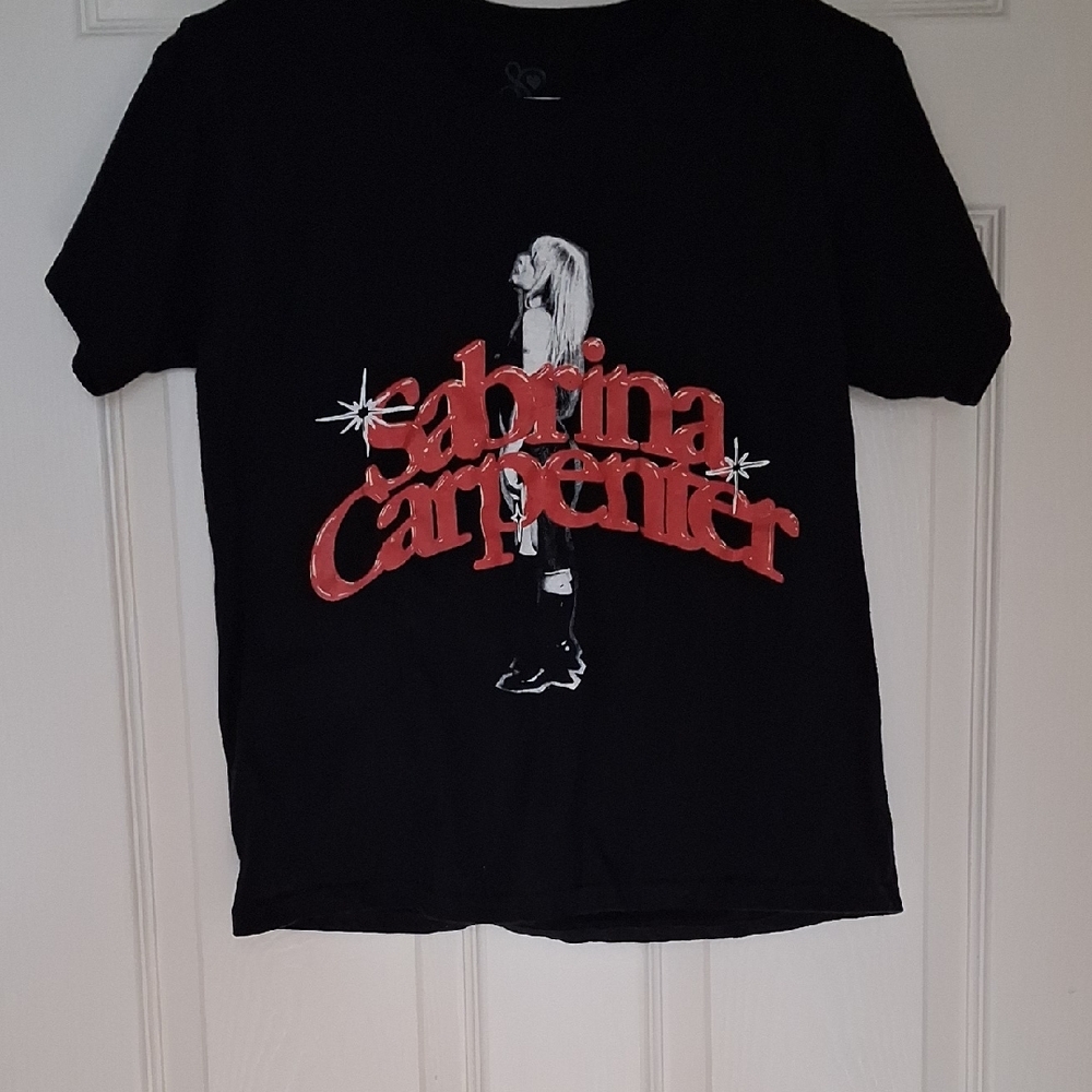 Black Graphic T-Shirt with Red Text